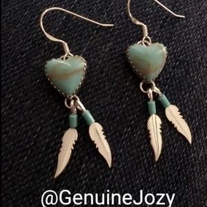 Native Sterling Silver and Turquoise Heart Earring